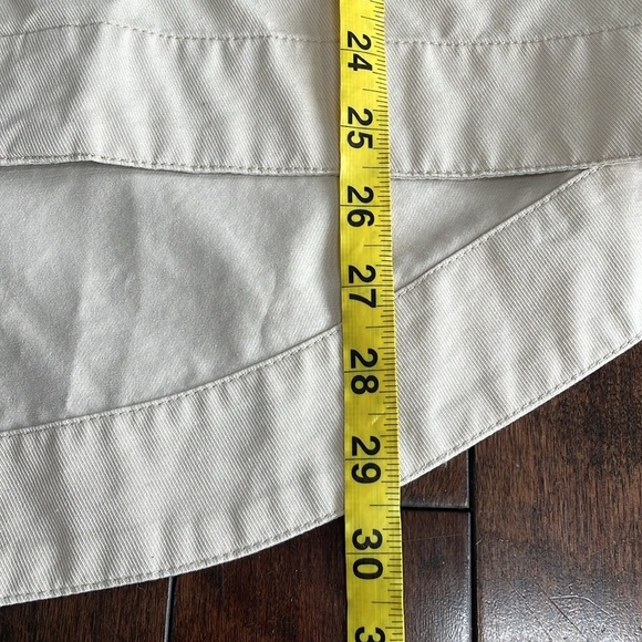 Denim & Co. Cotton Lightweight Jacket Button up High Low Tan Embroidered Size L - Picture 8 of 9